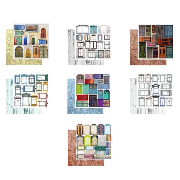 Набор бумаги для скрапбукинга 190 г/м², 20х20 см, 3х7 л, Вокруг меня, 2607 Двери и окна, Mr.Painter PSR-Q