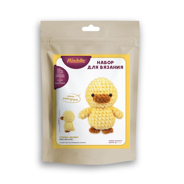 Набор для вязания игрушки Miadolla AMG-MN-0142, Уточка (велюр), 10 см