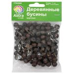 Бусины дерево ⌀10 мм, 50 г, Astra&Craft, т.коричневый