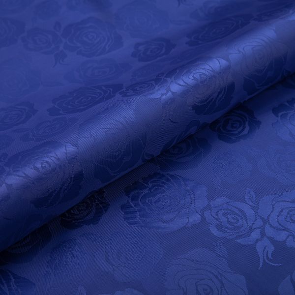 Ткань подкладочная (таффета) с рисунком 96 г/м², 100х145 см, 129 васильковый (розы), Gamma JTR