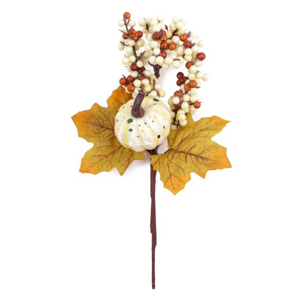 Веточка декоративная осенняя с ягодами и тыквой 25 см, 3 шт, 01, Blumentag