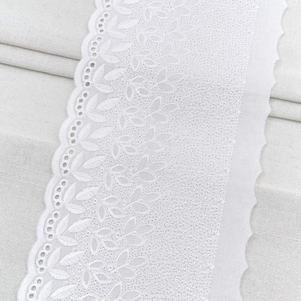 Кружево шитьё 170 мм / 9.15 метров, 100% хлопок, 4396 ситец, цв. белый, 29417