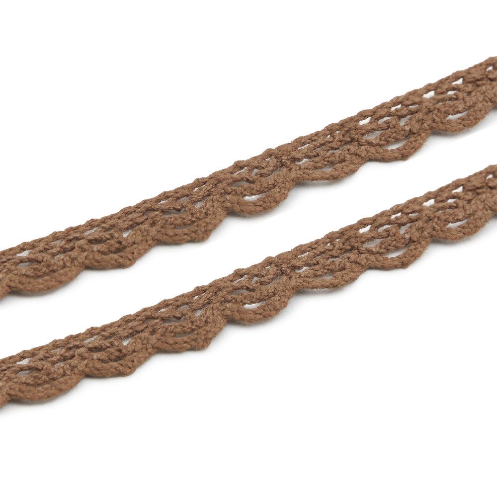 Кружево вязаное (тесьма) хлопковое 10 мм / 9.14 метров, C092 коричневый