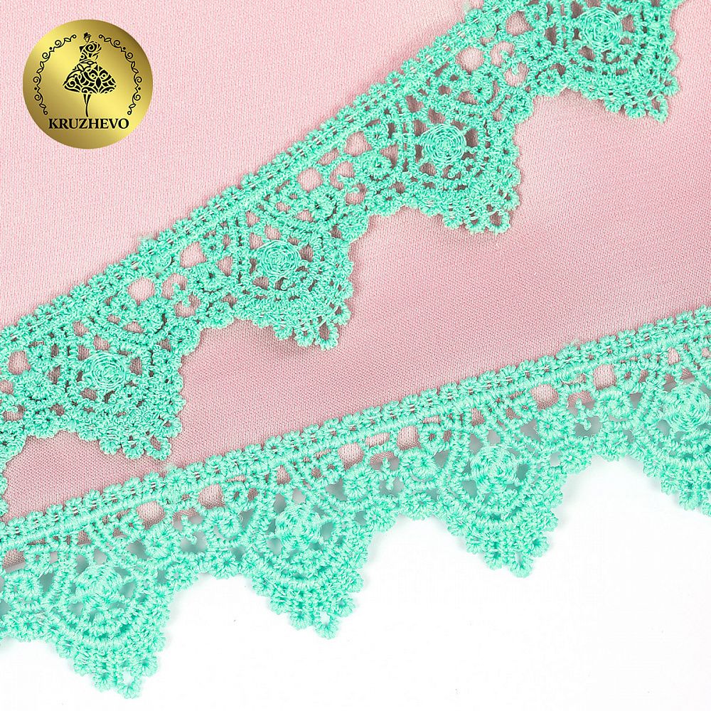Кружево гипюр (плетёное) 26 мм, 0798 цв.F249 мята уп.27м, Kruzhevo
