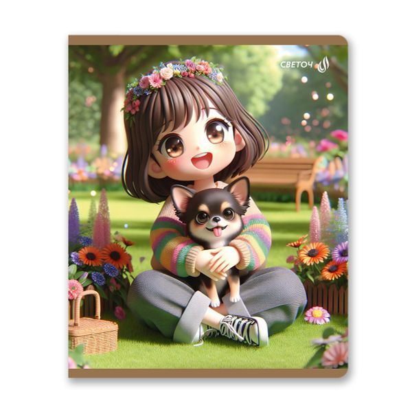 Тетрадь ученическая общая, глянцевый сплошной лак A5+ 48 л. на скобе 65 г/м², белизна 100 %, 10 шт, клетка, 01114 Микс-Чудное мгновенье, Светоч Т71