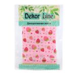 Лента репсовая (в рубчик) Землянички, 15 мм, 3м, розовый