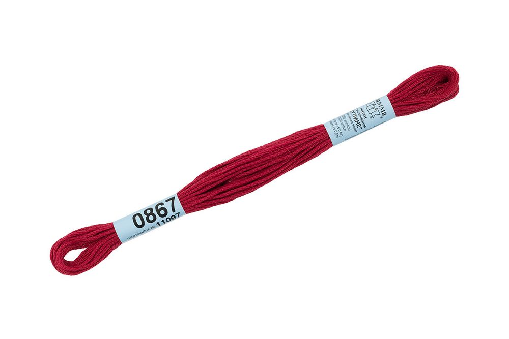 Мулине Gamma 100% хлопок, цв.0867 т.красный, 24 мотка по 8 метров