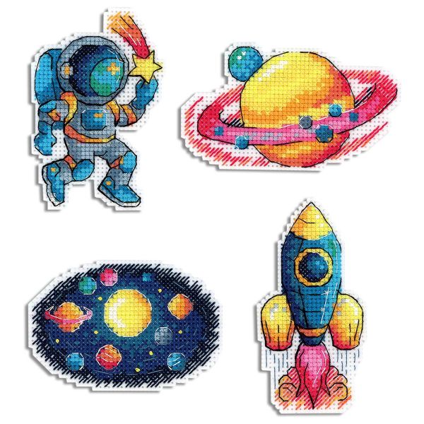 Набор для вышивания нитками МП Студия, Космос. Магниты6х9 см