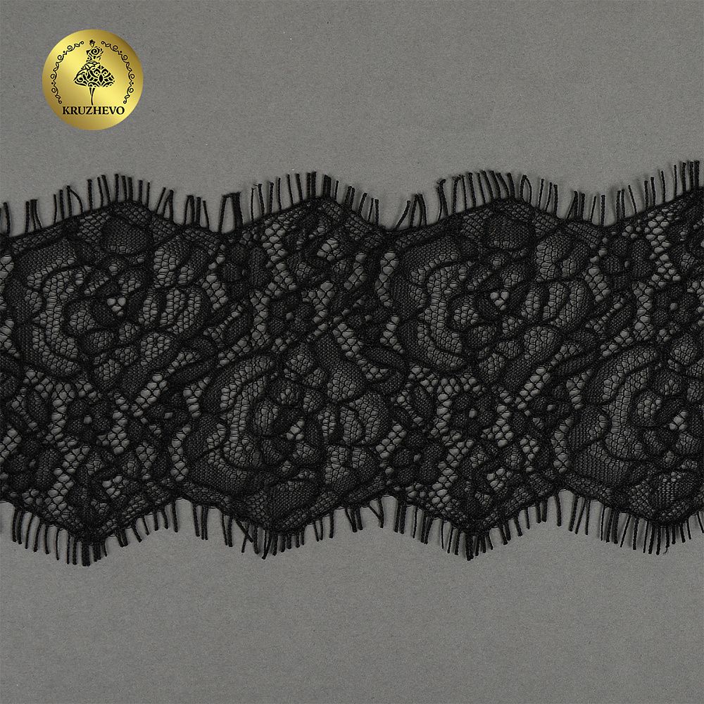 Кружево шантильи (реснички) 80 мм, цв.2 черный, 3 метра, Kruzhevo