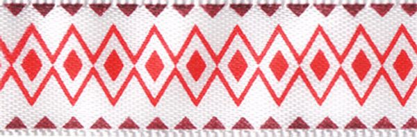 Лента атласная с рисунком 12.0 мм / 22.8±1 метра, O12/001 орнамент/белый, Gamma ALP-122