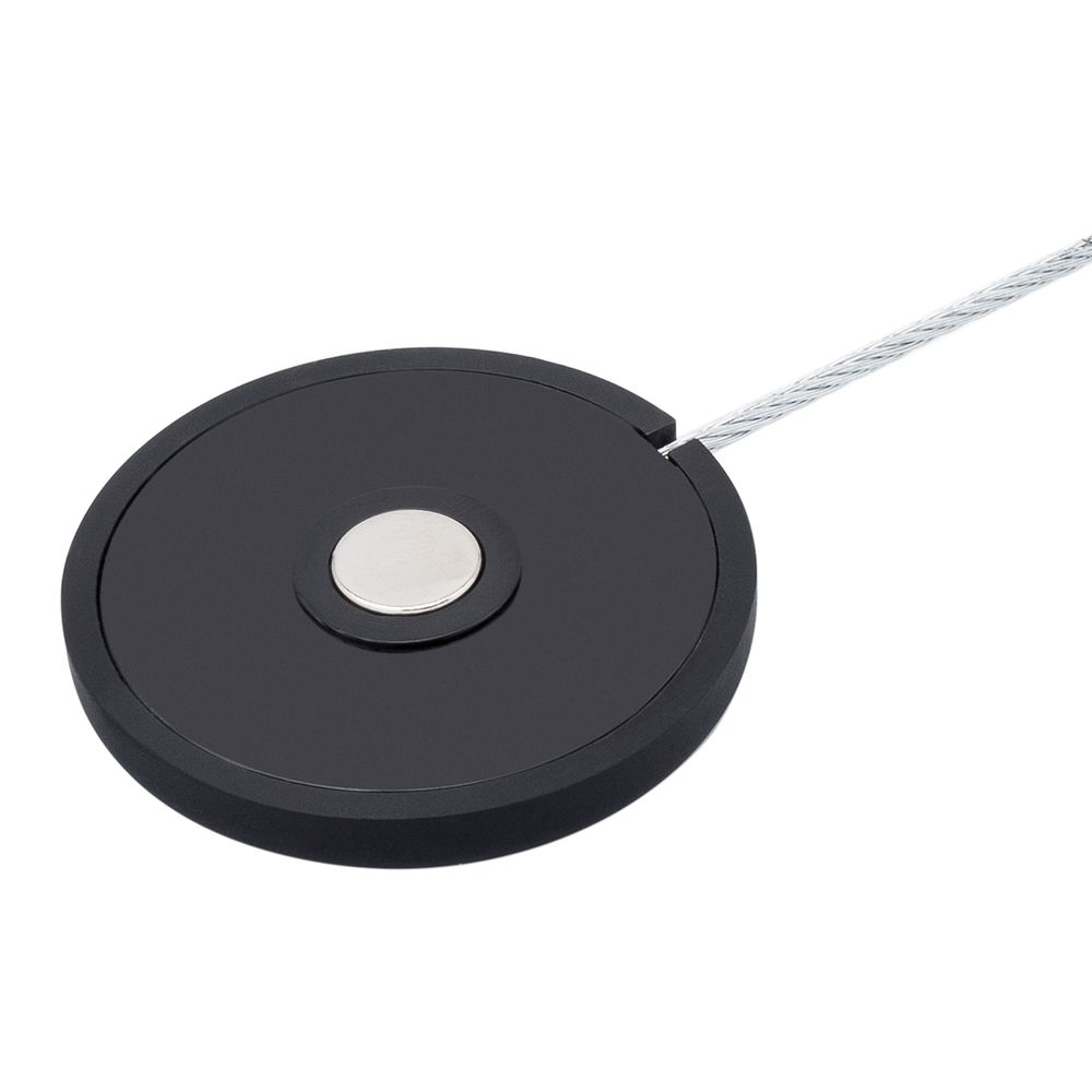 Магнитные клипсы с тросом (30см) d45, однотонные, гладкие (46 черный матовый), 1 шт