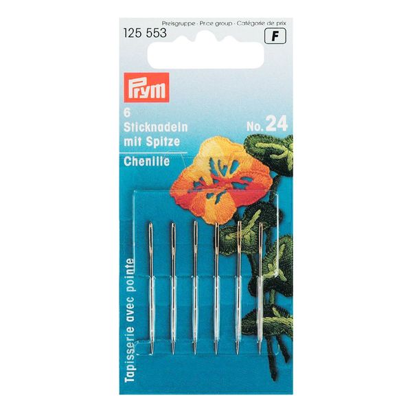 Иглы ручные для вышивания острые №24, 6 шт, Prym 125553