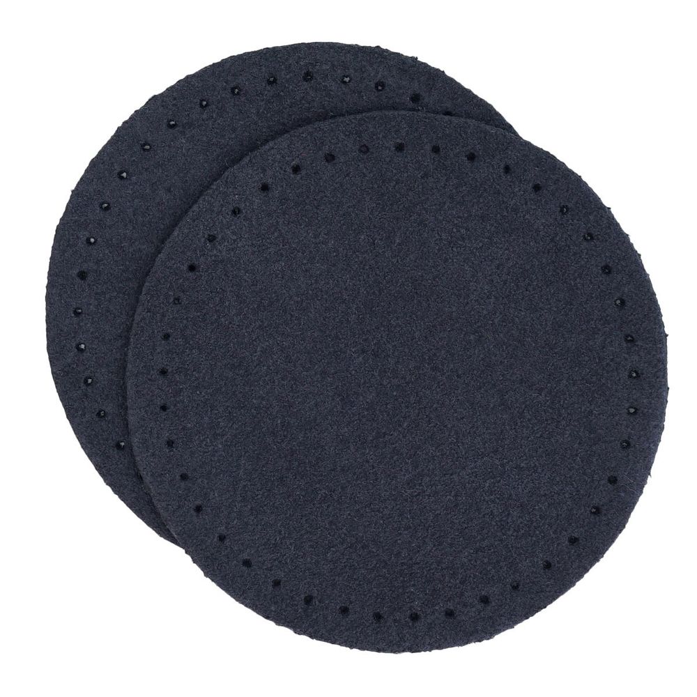 Заплатки пришивные из замши, круг ⌀6см с перфорацией, 2 шт, 100% кожа, 22 темно-синий, 59111