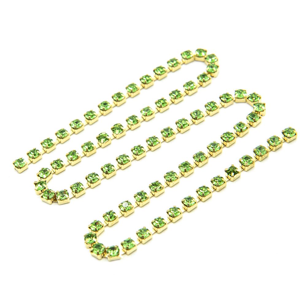 Стразовые цепочки (золото), цвет: зеленый, размер 3 мм, 30 см/упак., ЦС009ЗЦ3