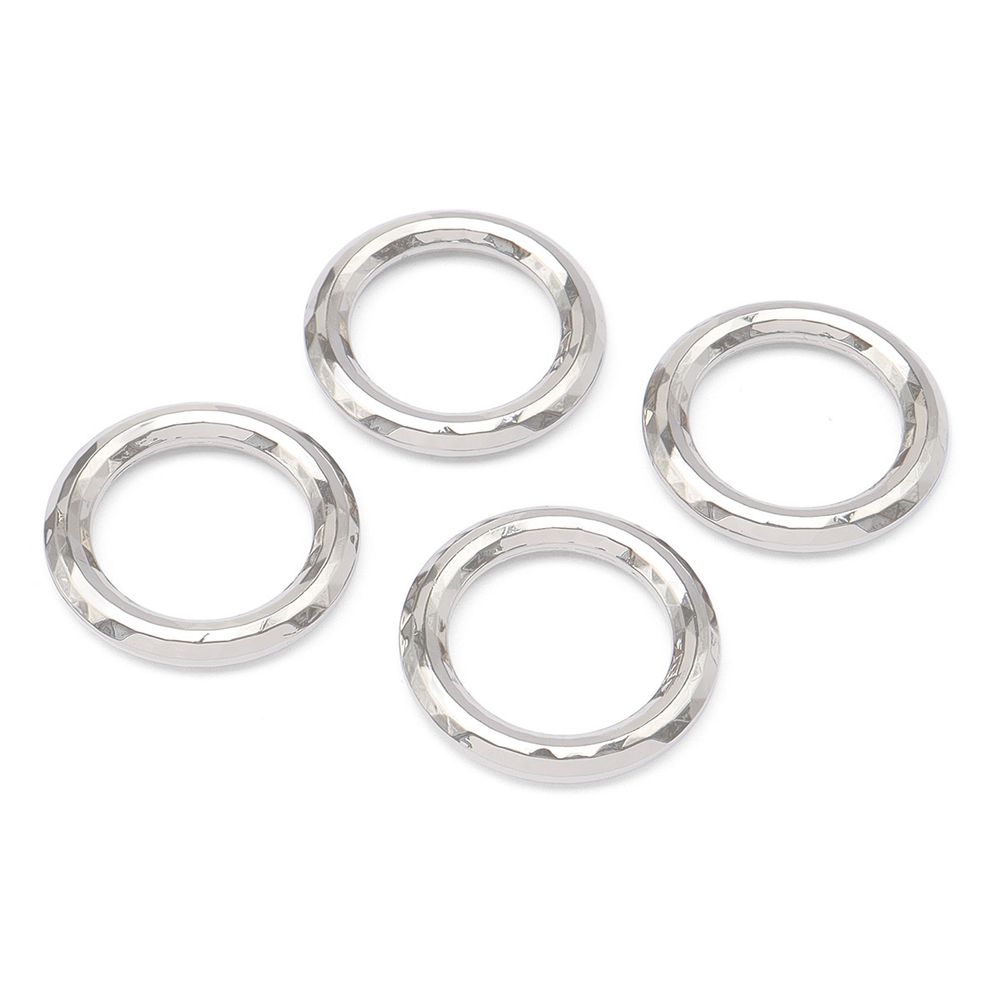 Кольцо литое металл in ⌀18 мм (25 мм внешн.), граненое (Nickel серебро (никель)), 4 шт, MB199