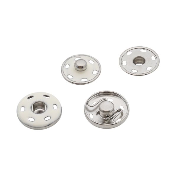 Кнопка пришивная металл ⌀21.0 мм, никель / белый, 10 шт, КПР6