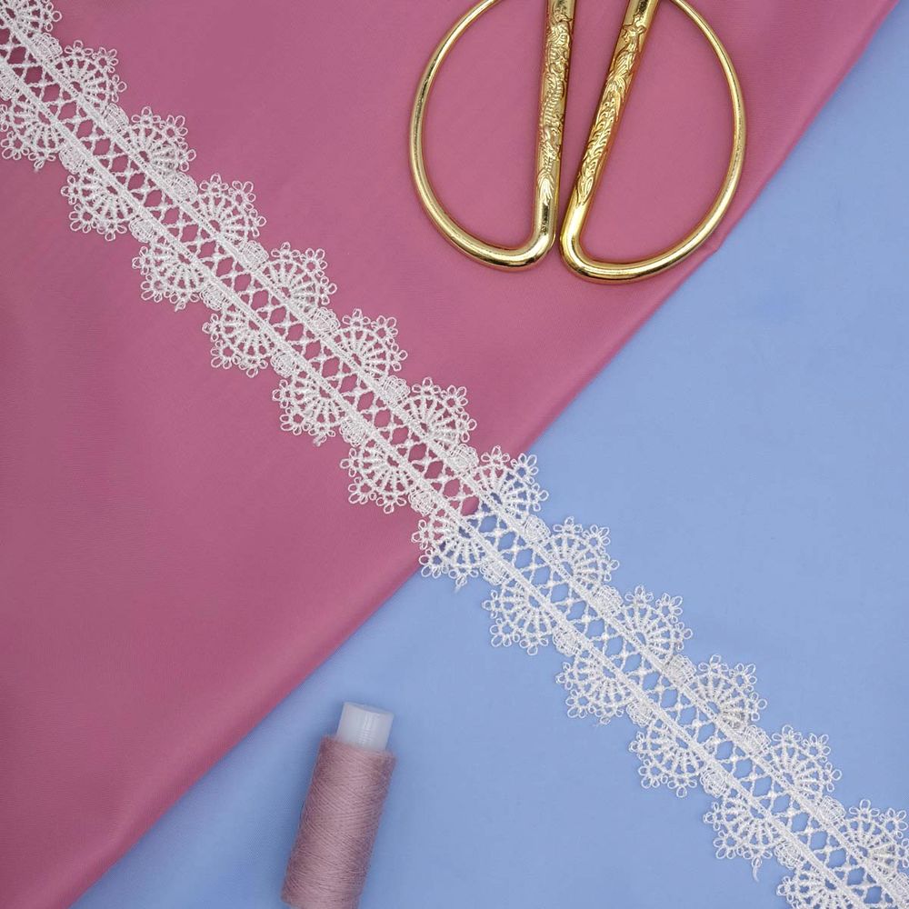 Кружево гипюр (плетёное) 40 мм / 13.7 метров, белый, 3AR1417