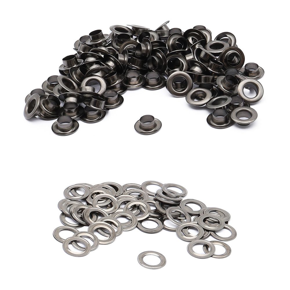 Люверсы металл ⌀7.3 мм (внутр.), h=5.4 мм, внешн. ⌀15.0 мм, №5, сталь, чер.никель, 100 шт, New Star