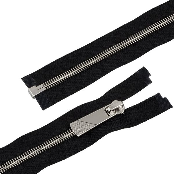 Молния металл Т5 (5 мм) 1 зам., разъем., 70 см, декор, серебро, черный, KAP-5 Gamma, 5 шт