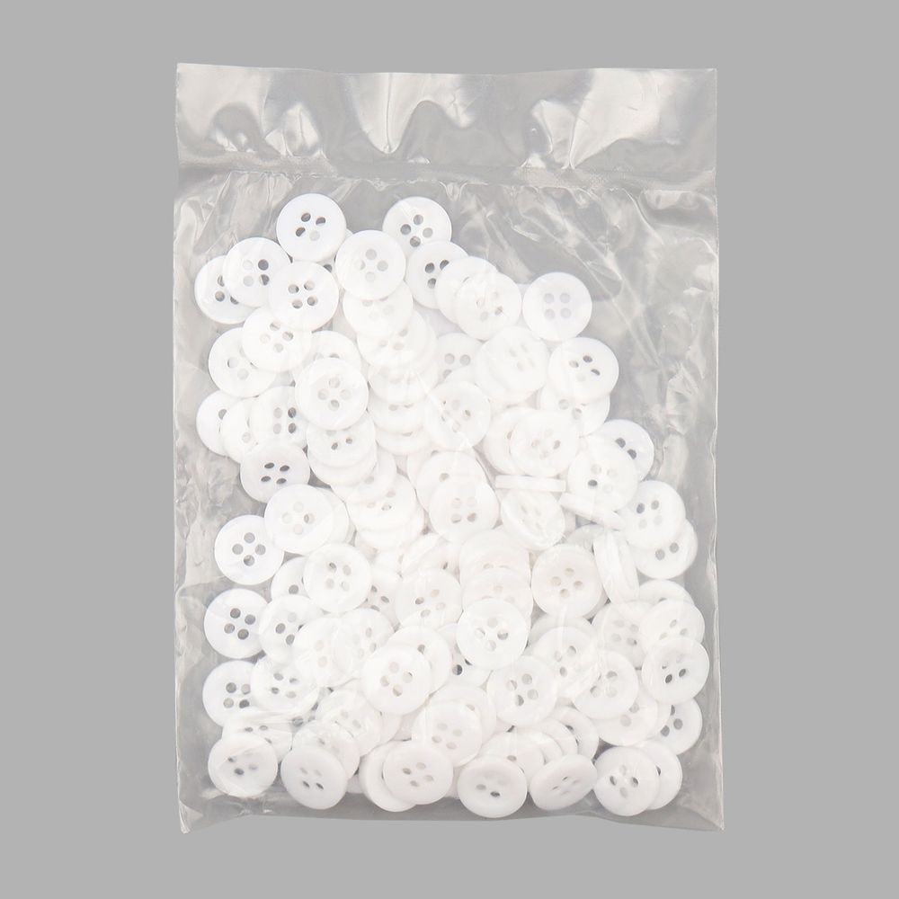 Пуговицы на 4 прокола 18L (11мм), пластик (белый матовый), ВАХ2Н, 144 шт