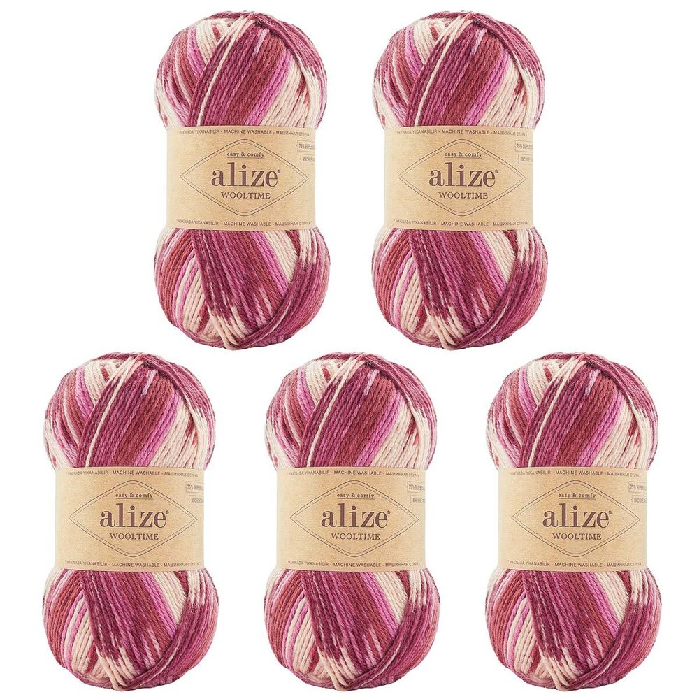 Пряжа Alize (Ализе) Wooltime / уп.5 мот. по 100 г, 200 м, 11020 секционный
