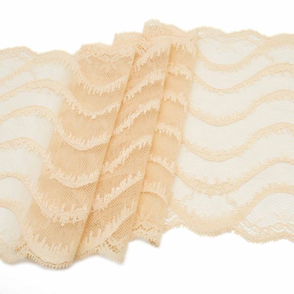 Кружево бельевое эластичное 205 мм / 10 м, бежевый