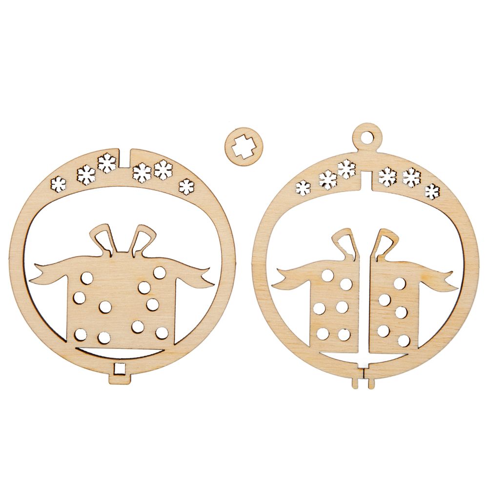 Подвеска объемная Новогодняя фанера ⌀6.38 смх7.48 см, Домик, Mr.Carving КЛ-13