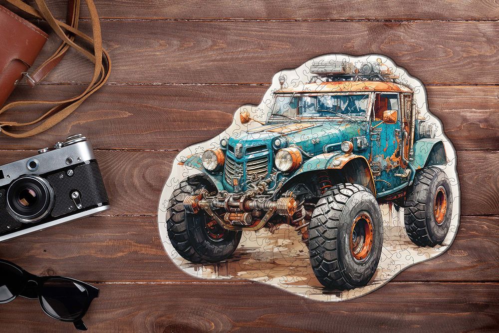 Пазл фигурный деревянный Стимпанк-мобиль 159 элементов, Фрея PZLF-001