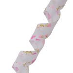 Тесьма отделочная Завитки, 25 мм, 25 м, 03 белый/розовый