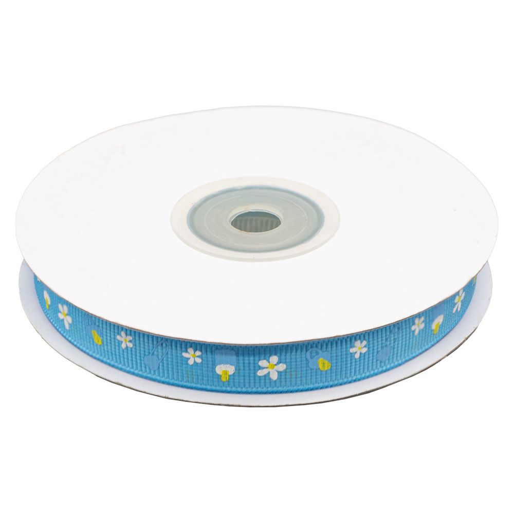 Лента репсовая (в рубчик) Детская, 10мм / 22,5м (голубой)