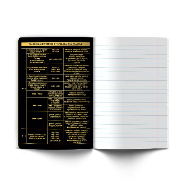 Тетрадь со справочным материалом Золотая коллекция, тиснение золотой фольгой, A5+ 48 л. на скобе 65 г/м², белизна 100 %, 10 шт, линия, 01329 Золотая коллекция Русский язык, Светоч Т146