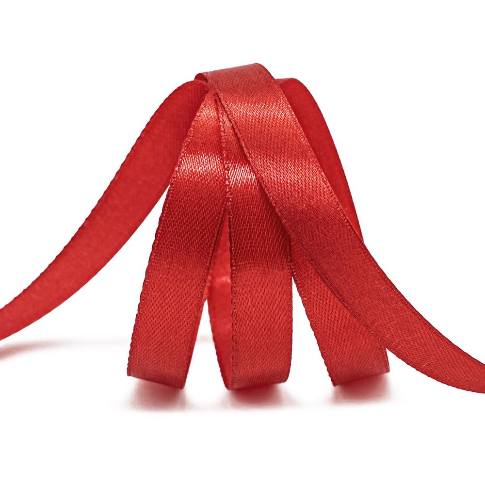 Лента атласная 1-сторонняя 12.0 мм / 22.86±1 метров, 027 ярко-красный, Globus