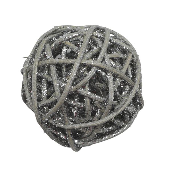 Шары декоративные из ротанга 5см, 12 шт, цв. серебро, BH232DA-B-5