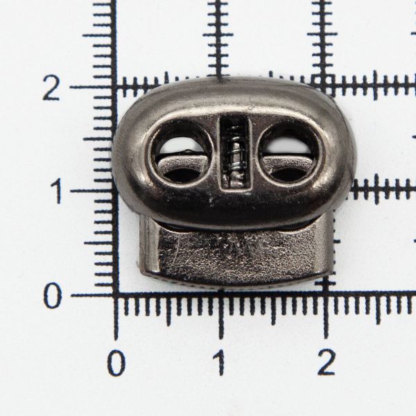 Фиксатор (зажим) для шнура пластик 2 отв., ⌀5.0 мм, 23х20 мм, плоский, под металл (черный никель), 200 шт