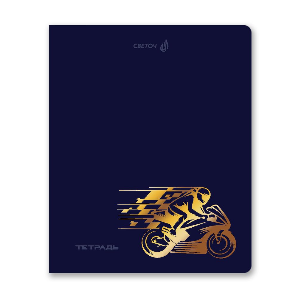 Тетрадь ученическая общая, тиснение золотой фольгой, A5 48 л. на скобе 65 г/м², белизна 100% 10 шт клетка, 01515 Со скоростью света, Светоч Т199