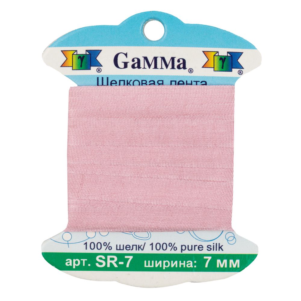 Лента (тесьма) шелковая 7.0 мм / 9.1±0.5 метров, 066 бл. розовый, Gamma SR-7