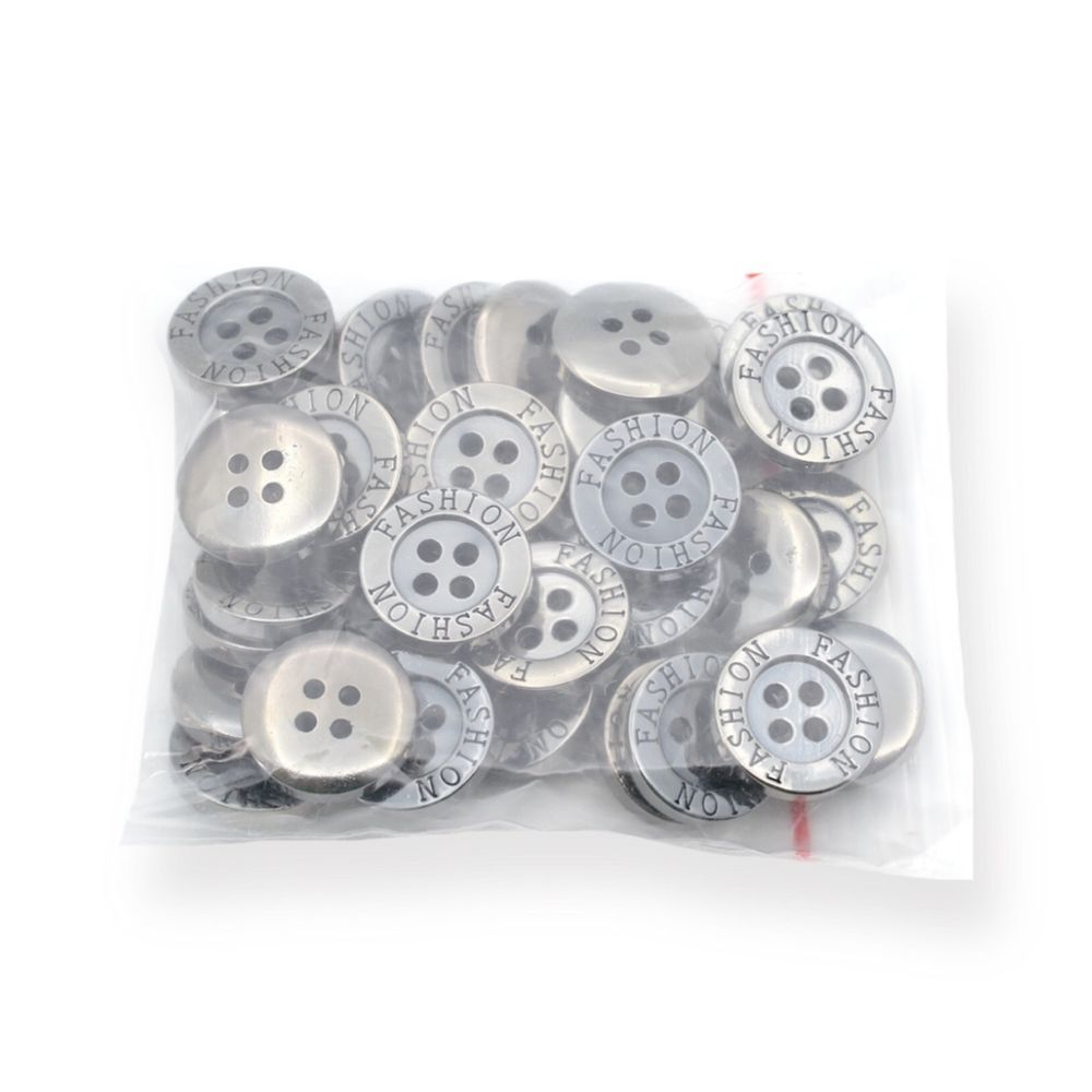 Пуговицы 4 прокола 24L (15мм), (Nickel (никель)), 36 шт