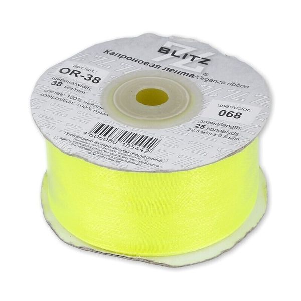 Лента капроновая (органза) 38.0 мм / 22.8±1 метра, 068 салатовый, Blitz OR-38