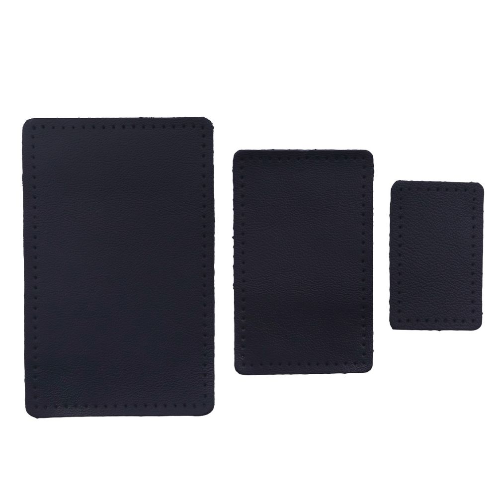 Набор заплаток пришив. из кожи, прямоуг-к 4х6,4см, 6х9,6см, 8х12,7см, с перфорацией, 3 шт (05 темно-синий), 9403