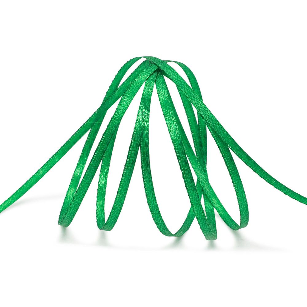 Лента атласная 2-сторонняя 3.0 мм / 100±2 метров, (092 зеленый), Globus