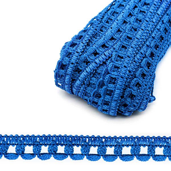Кружево вязаное (тесьма) 10 мм / 25 метров, рис.9441 (синий) С3805Г17