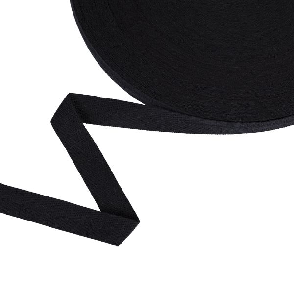 Тесьма (лента) киперная (100 х/б) 15 мм / 50 метров, черный/black, Gamma TCT-15