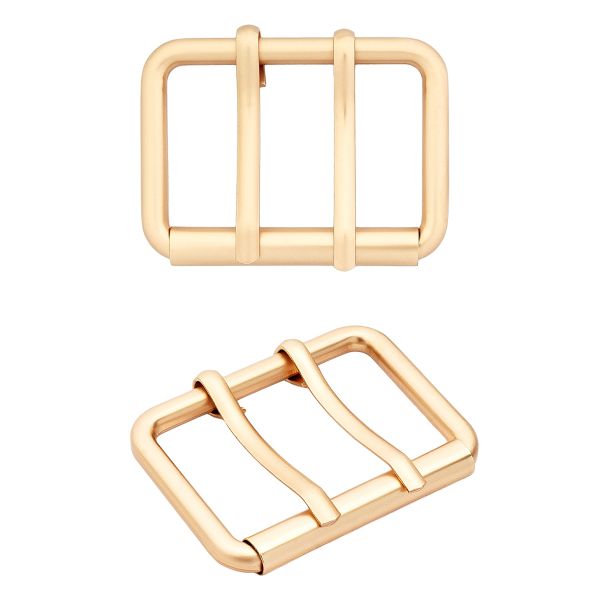 Пряжка прямоугольная 45 мм, с двумя язычками, металл (Gold Золото матовое), МТ_1864, 6 шт