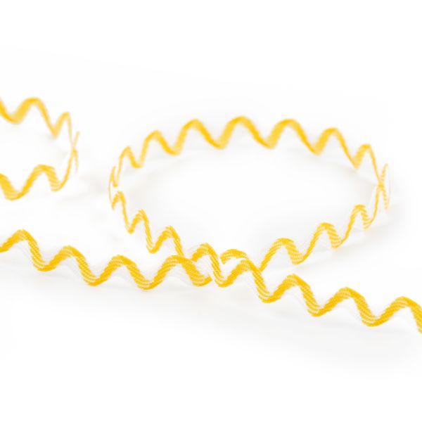 Тесьма отделочная зигзаг 5 мм, 30 м, 093 желтый/ белый, Gamma JZ-5