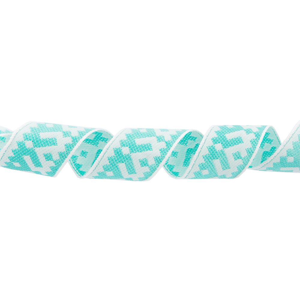 Лента (тесьма) жаккардовая 24.0 мм / 25 метров, Орнамент для северных народов, рис 9674 белый/тополевый, Gamma С3772