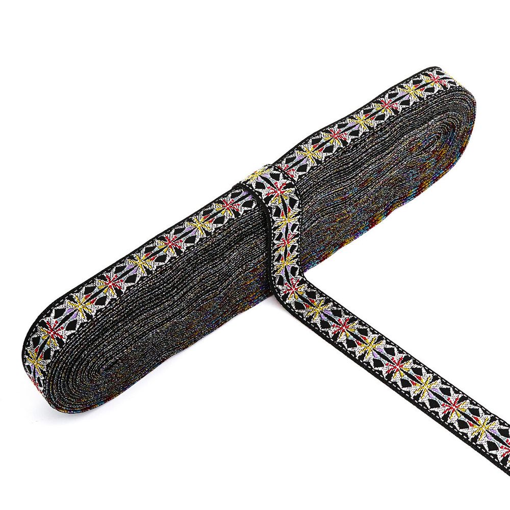 Лента (тесьма) жаккардовая 15.0 мм / 18.29±1 метров, с метанитом No.16, серебряный