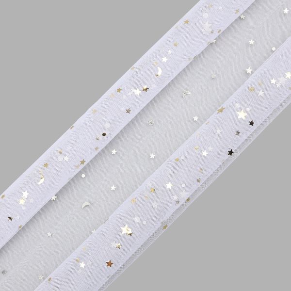 Фатин со звездочками 50х50см, AR1371, белоснежный