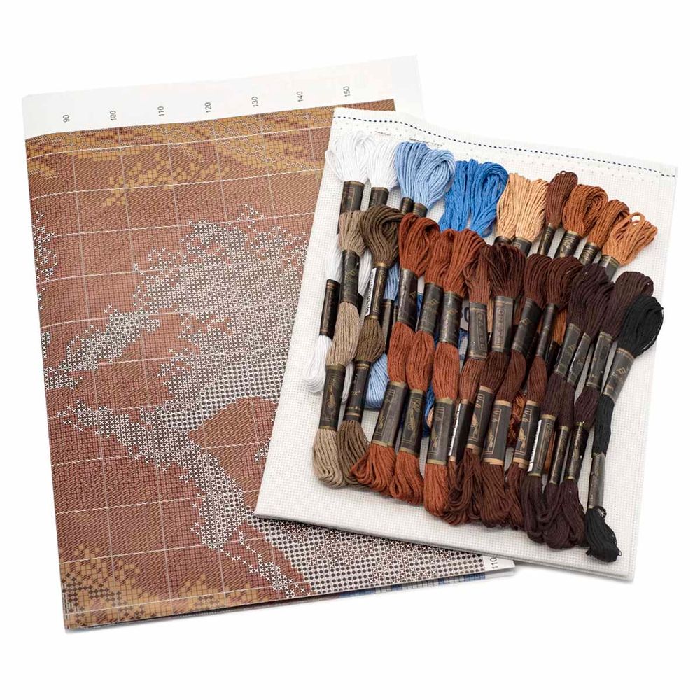 Набор для вышивания нитками Hobby&Pro, Пара лошадей, 30х22 см