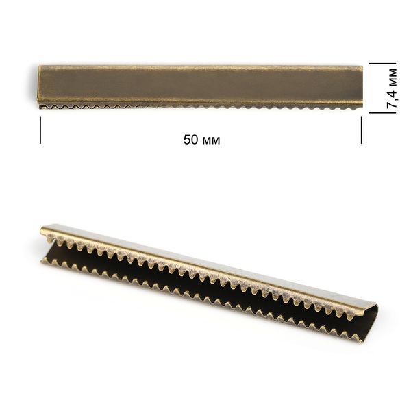 Наконечник-зажим для стропы металл 50х7,4 мм, цв.4 бронза, уп. 20 шт