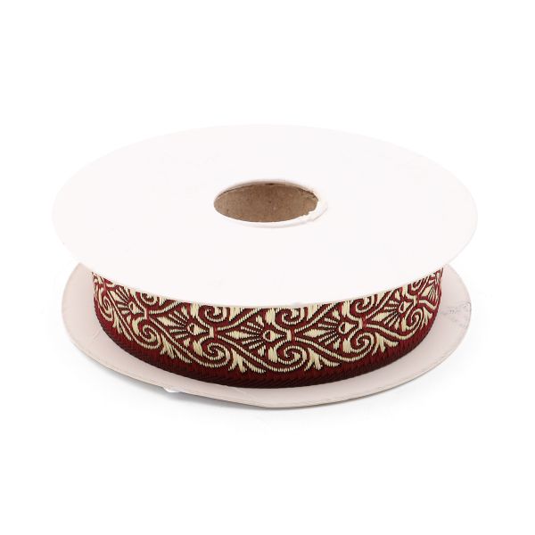 Тесьма декоративная металлизированная Дамаск 22мм, 10 метров, 22071 бордо/золото